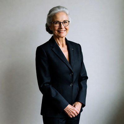 Elderly woman in black blazer