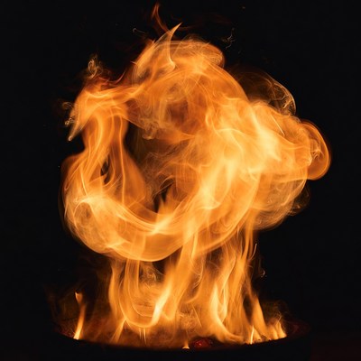 Fiery Flames in Black Bowl