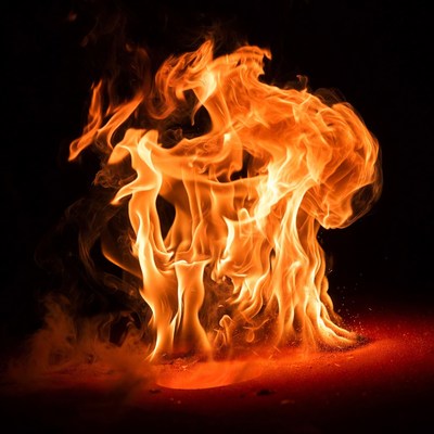 Intense Flames on Dark Background