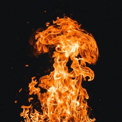 Fiery Flames on Black Background