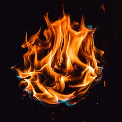 Burning Flames on Black Background