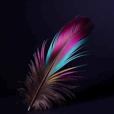 Colorful Feather on Black Background