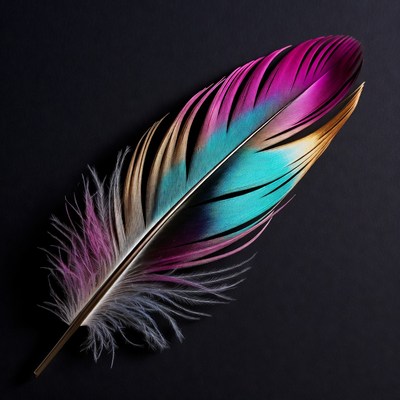 Colorful Rainbow Feather on Black