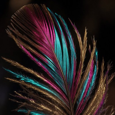 Colorful Iridescent Feathers Closeup