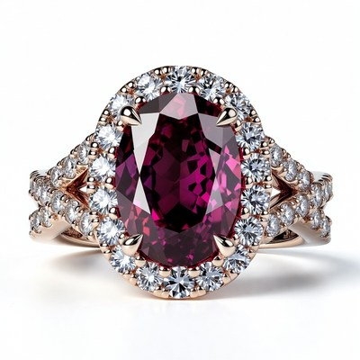 Oval Garnet Rose Gold Ring