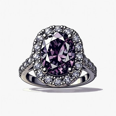 Purple Oval Sapphire Engagement Ring