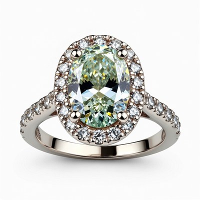 Oval Green Gemstone Engagement Ring