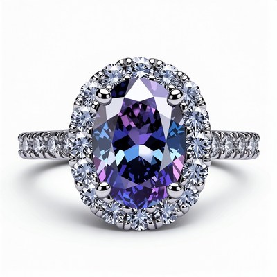 Purple Oval Sapphire Engagement Ring