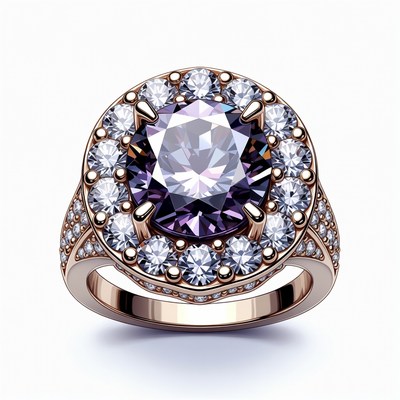 Purple Diamond Rose Gold Ring