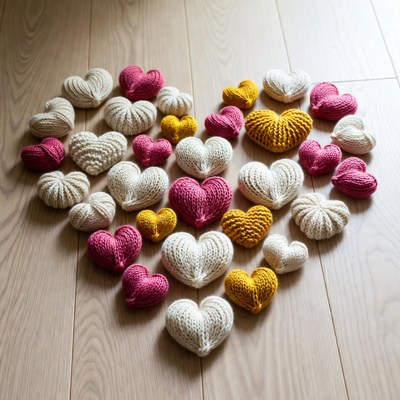 Crocheted Hearts in Heart Shape