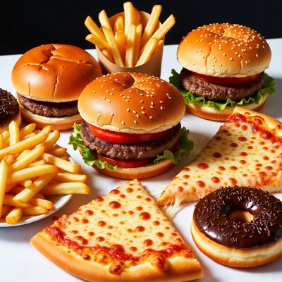 Fast Food Burger Fries Pizza Donut