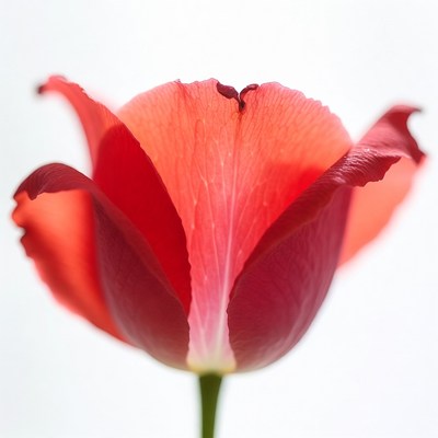 Red Orange Tulip on White Background