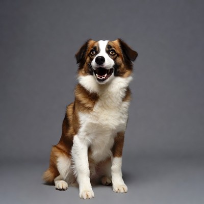 Australian Shepherd dog smiling