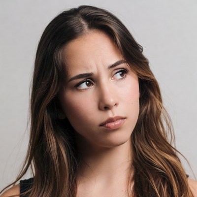 Young woman with puzzled expression