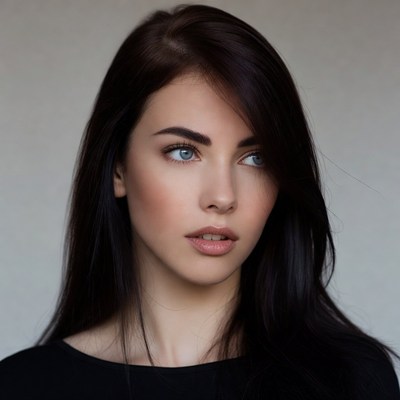 Beautiful woman with long black hair