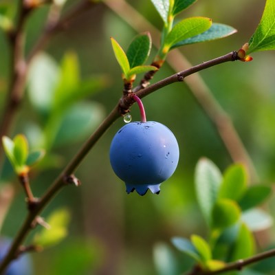 Ripe Blueberry on Branch