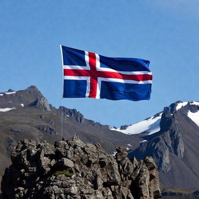 Icelandic Flag on Rocky Mountain