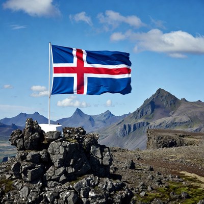 Icelandic Flag on Rocky Mountain Summit