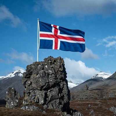 Icelandic Flag on Rocky Mountain