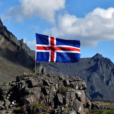 Icelandic Flag on Rocky Mountain Peak