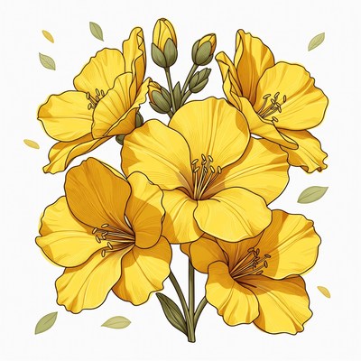 Yellow Flowers Bouquet Illustration