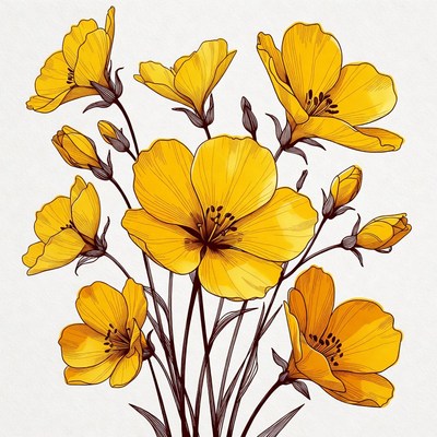 Yellow Flowers Bouquet Illustration