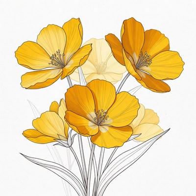 Yellow Flowers Bouquet Illustration