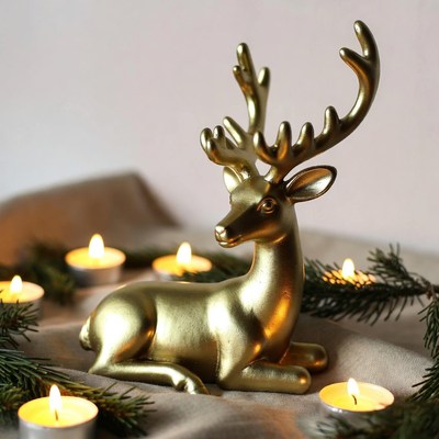 Golden Deer Figurine with Candles