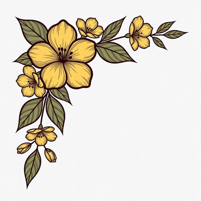 Yellow Flowers Corner Illustration