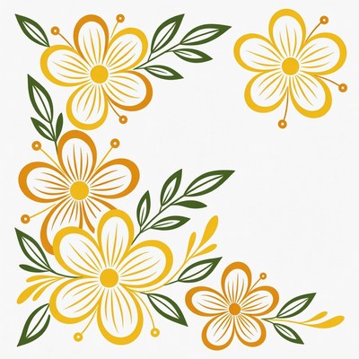 Yellow Flower Corner Border Illustration