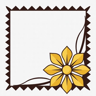 Yellow Flower in Zigzag Frame