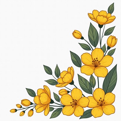 Yellow Flowers Corner Clipart