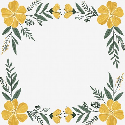 Yellow Flowers Floral Frame Border