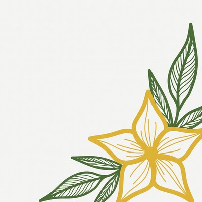 Yellow Flower with Green Leaves Illustration