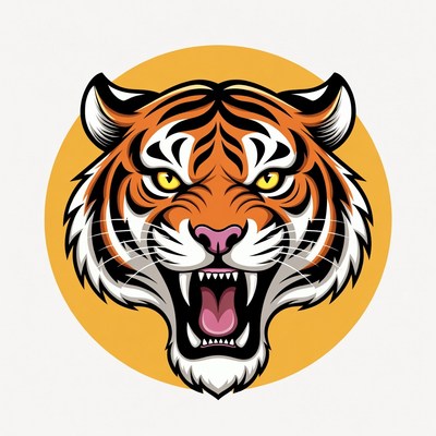 Roaring tiger head illustration