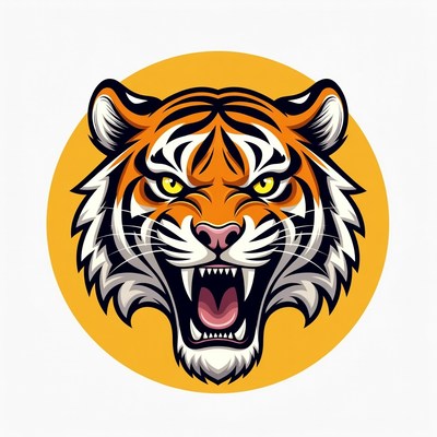 Roaring Tiger Head Illustration