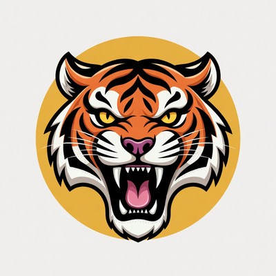 Roaring tiger head illustration