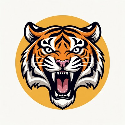 Roaring tiger head illustration