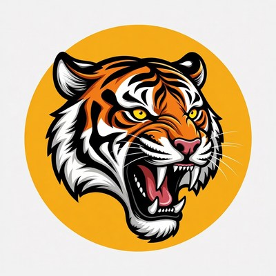 Roaring tiger head illustration