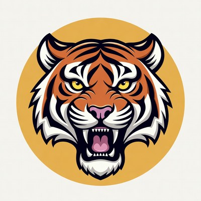 Roaring Tiger Head Illustration