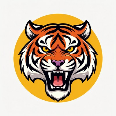 Roaring tiger head illustration