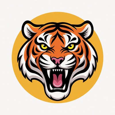 Roaring tiger head illustration