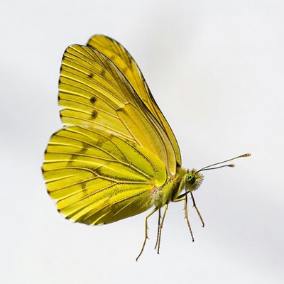 Yellow Butterfly on White Background