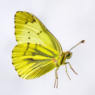 Yellow Butterfly on White Background