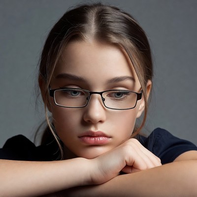 Young woman with glasses arms crossed