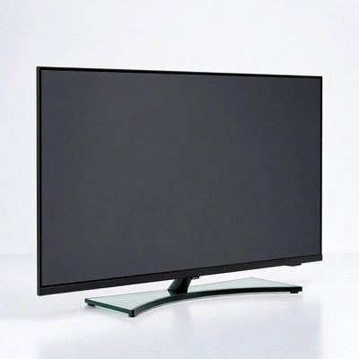 Black LED TV on glass stand