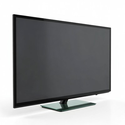 Black LED TV on glass stand