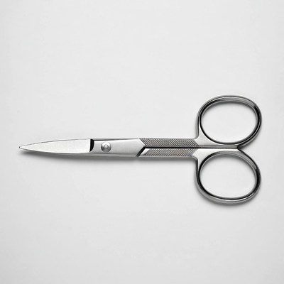 Silver Scissors on White Background
