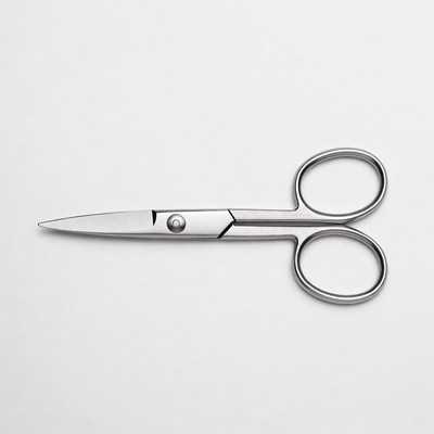 Silver Scissors on White Background