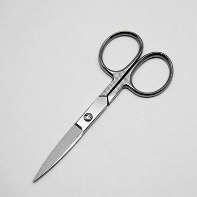 Silver Scissors on White Background